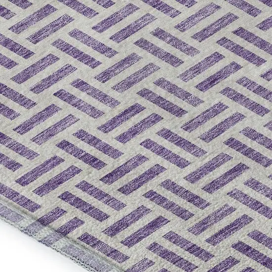 Lavender And Ivory Geometric Washable Area Rug With UV Protection Photo 7