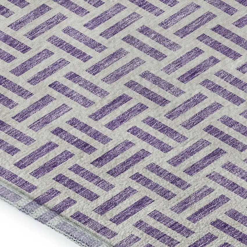 Lavender And Ivory Geometric Washable Area Rug With UV Protection Photo 7