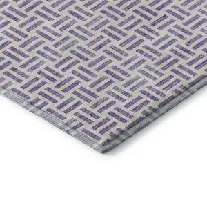 Photo of Lavender And Ivory Geometric Washable Area Rug With UV Protection