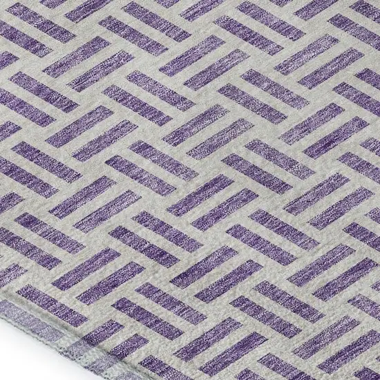 Lavender And Ivory Geometric Washable Area Rug With UV Protection Photo 2