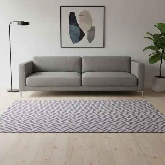 Lavender And Ivory Geometric Washable Area Rug With UV Protection Photo 2