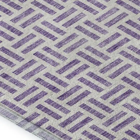 Lavender And Ivory Geometric Washable Area Rug With UV Protection Photo 2
