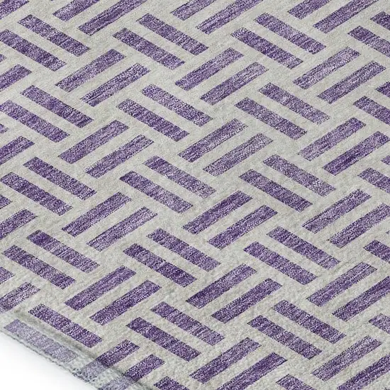 Lavender And Ivory Geometric Washable Area Rug With UV Protection Photo 2