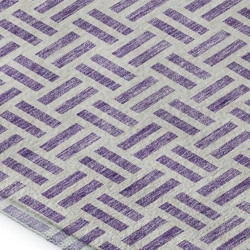 Lavender And Ivory Geometric Washable Area Rug With UV Protection Photo 2