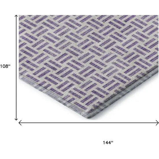 Lavender And Ivory Geometric Washable Area Rug With UV Protection Photo 9
