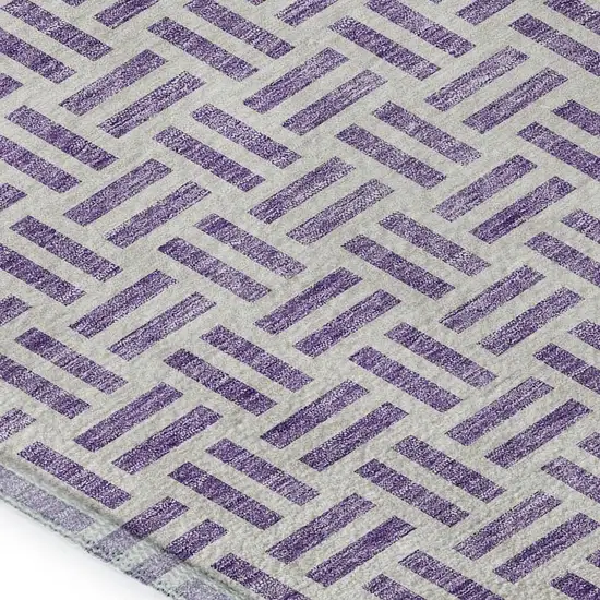 Lavender And Ivory Geometric Washable Area Rug With UV Protection Photo 2