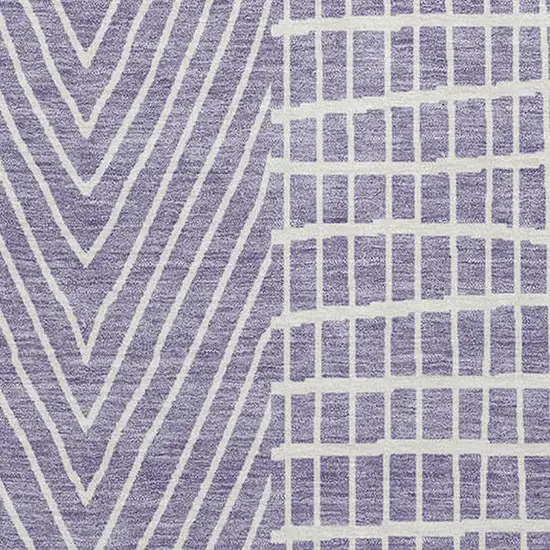 Lavender And Ivory Geometric Washable Area Rug With UV Protection Photo 2