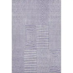 Photo of Lavender And Ivory Geometric Washable Area Rug With UV Protection