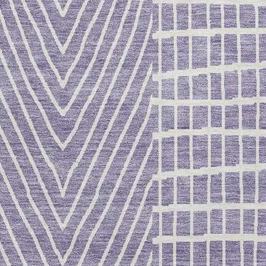 Lavender And Ivory Geometric Washable Area Rug With UV Protection Photo 2