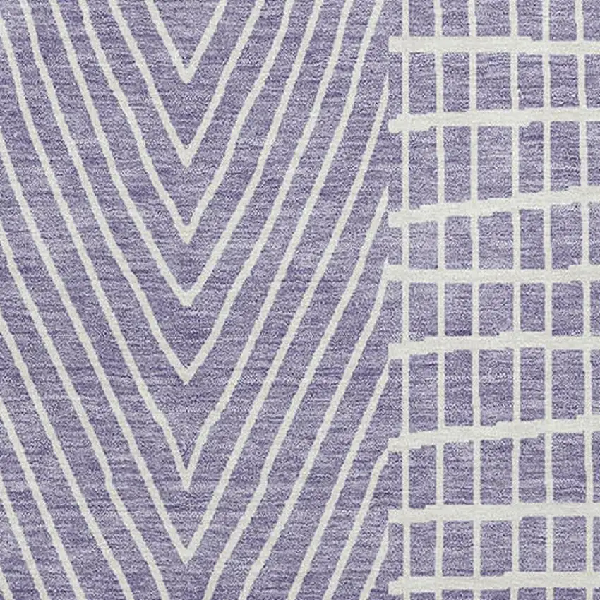 Lavender And Ivory Geometric Washable Area Rug With UV Protection Photo 2
