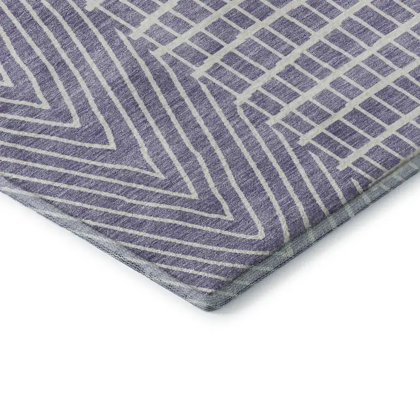 Lavender And Ivory Geometric Washable Area Rug With UV Protection Photo 7