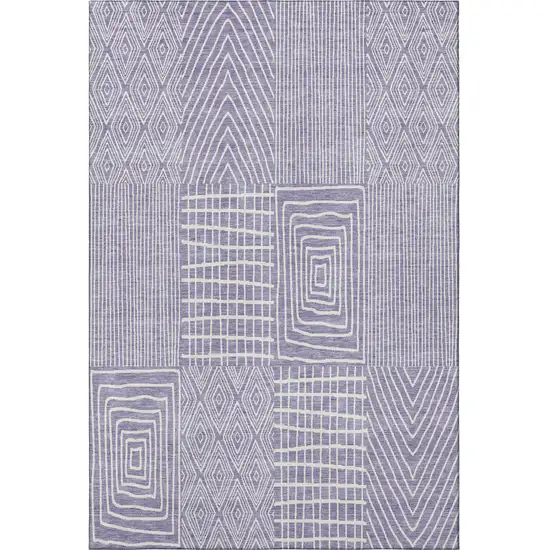 Lavender And Ivory Geometric Washable Area Rug With UV Protection Photo 3