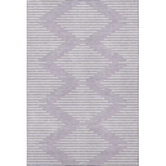 Lavender And Ivory Geometric Washable Area Rug With UV Protection Photo 3