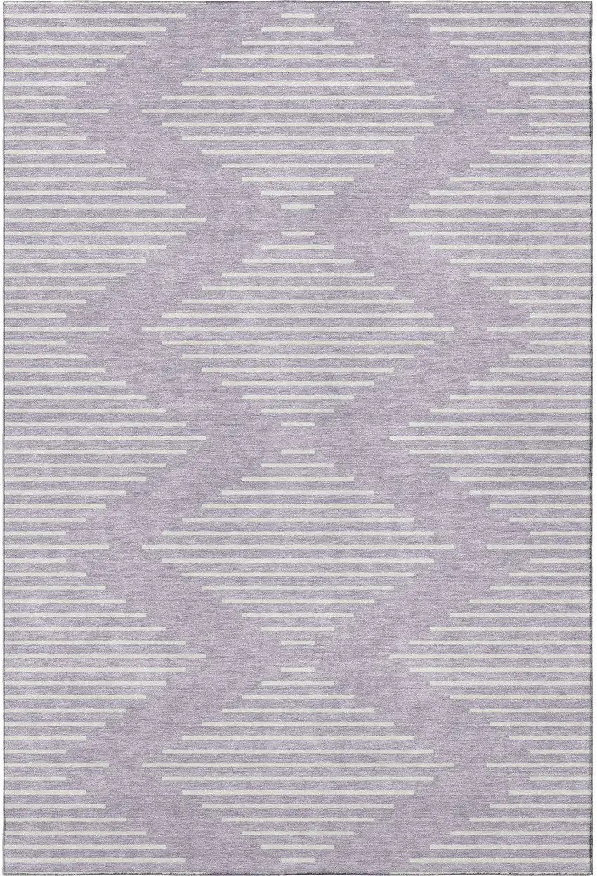 Lavender And Ivory Geometric Washable Area Rug With UV Protection Photo 3
