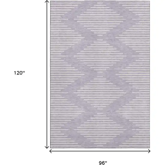 Lavender And Ivory Geometric Washable Area Rug With UV Protection Photo 6
