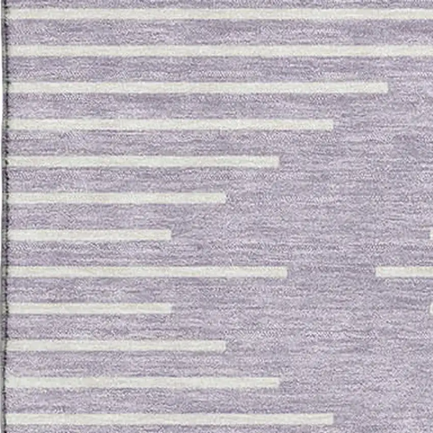 Lavender And Ivory Geometric Washable Area Rug With UV Protection Photo 2