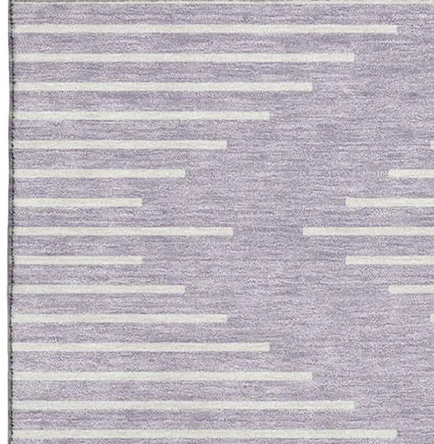 Lavender And Ivory Geometric Washable Area Rug With UV Protection Photo 3
