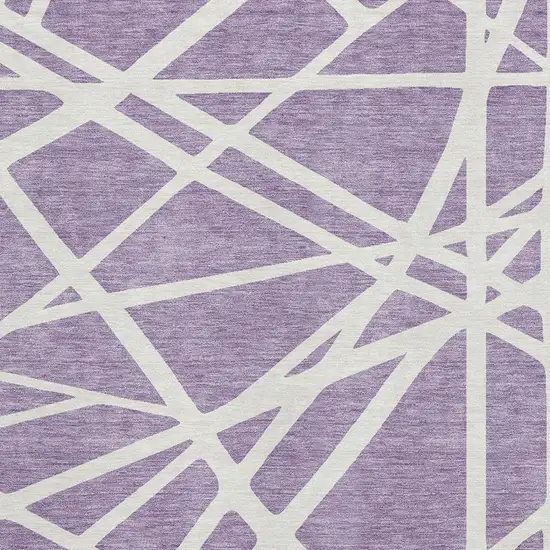 Lavender And Ivory Geometric Washable Area Rug With UV Protection Photo 2