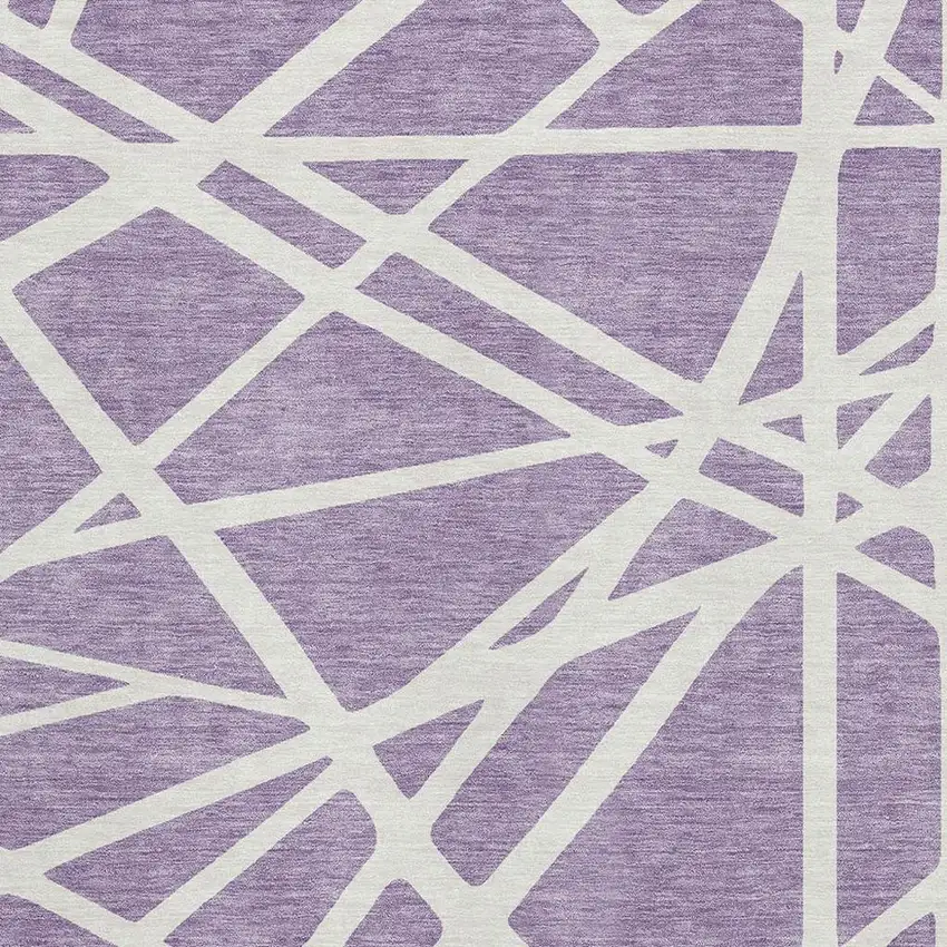 Lavender And Ivory Geometric Washable Area Rug With UV Protection Photo 2