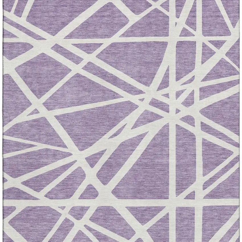 Lavender And Ivory Geometric Washable Area Rug With UV Protection Photo 3