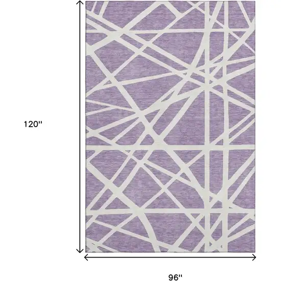 Lavender And Ivory Geometric Washable Area Rug With UV Protection Photo 9