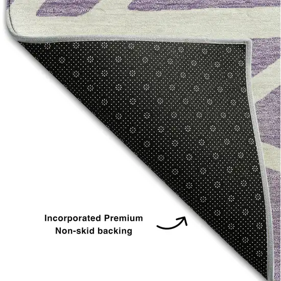 Lavender And Ivory Geometric Washable Area Rug With UV Protection Photo 5