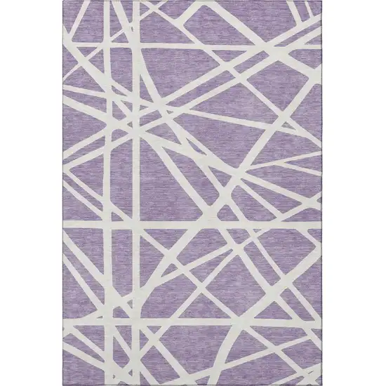 Lavender And Ivory Geometric Washable Area Rug With UV Protection Photo 2