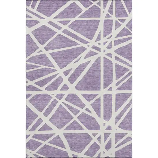 Lavender And Ivory Geometric Washable Area Rug With UV Protection Photo 1