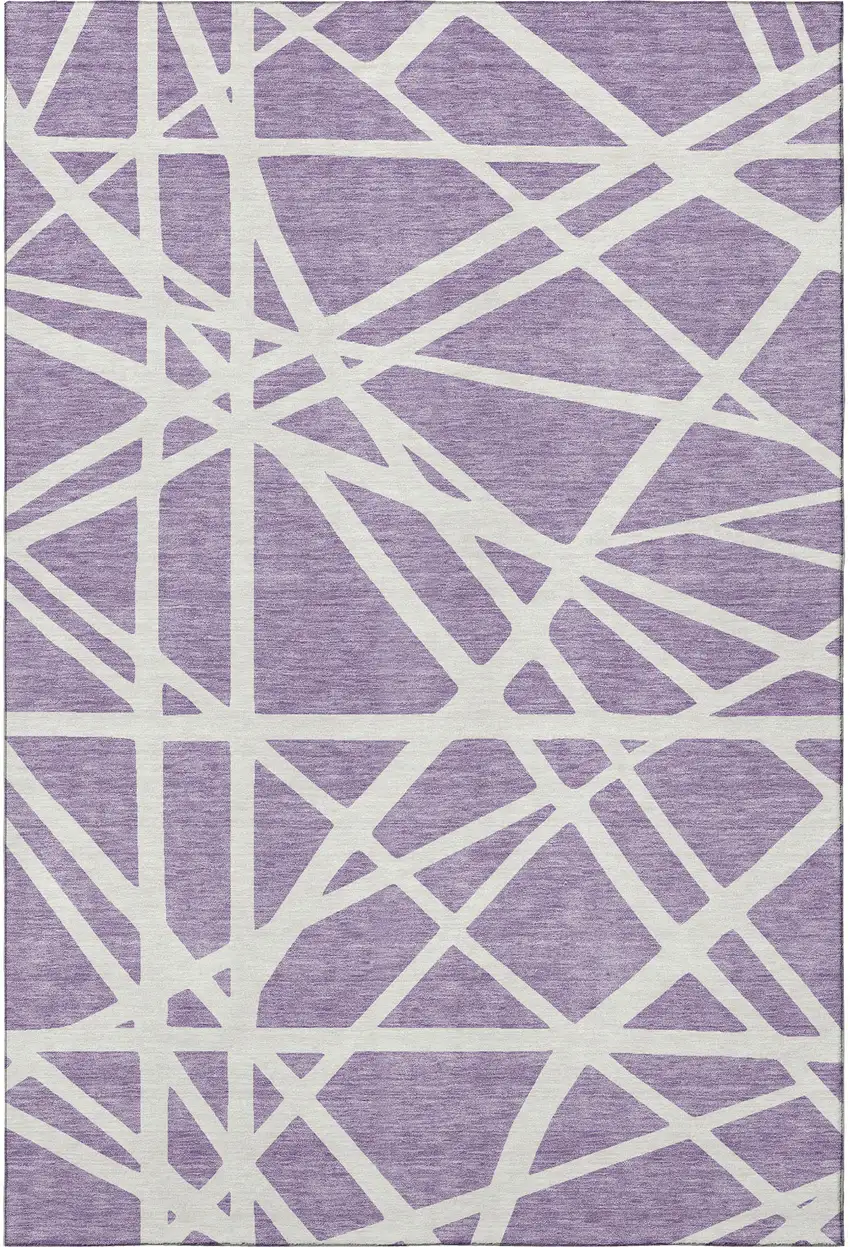 Lavender And Ivory Geometric Washable Area Rug With UV Protection Photo 3
