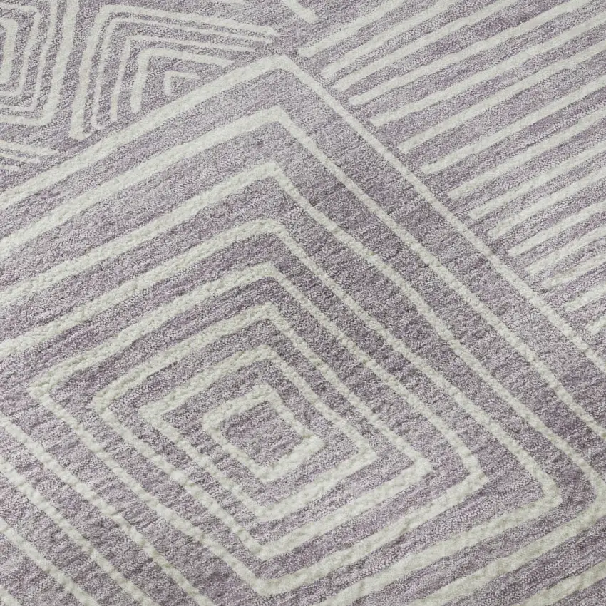 Lavender And Ivory Geometric Washable Area Rug With UV Protection Photo 9