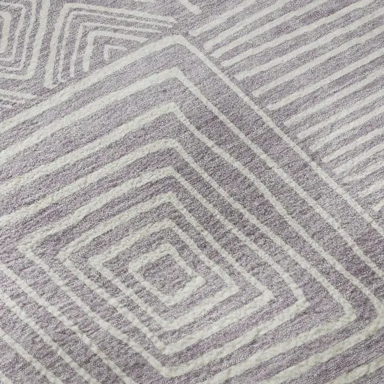 Lavender And Ivory Geometric Washable Area Rug With UV Protection Photo 9