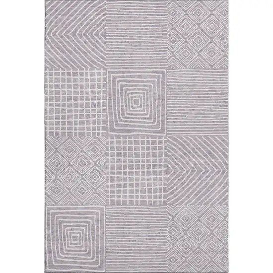 Lavender And Ivory Geometric Washable Area Rug With UV Protection Photo 1