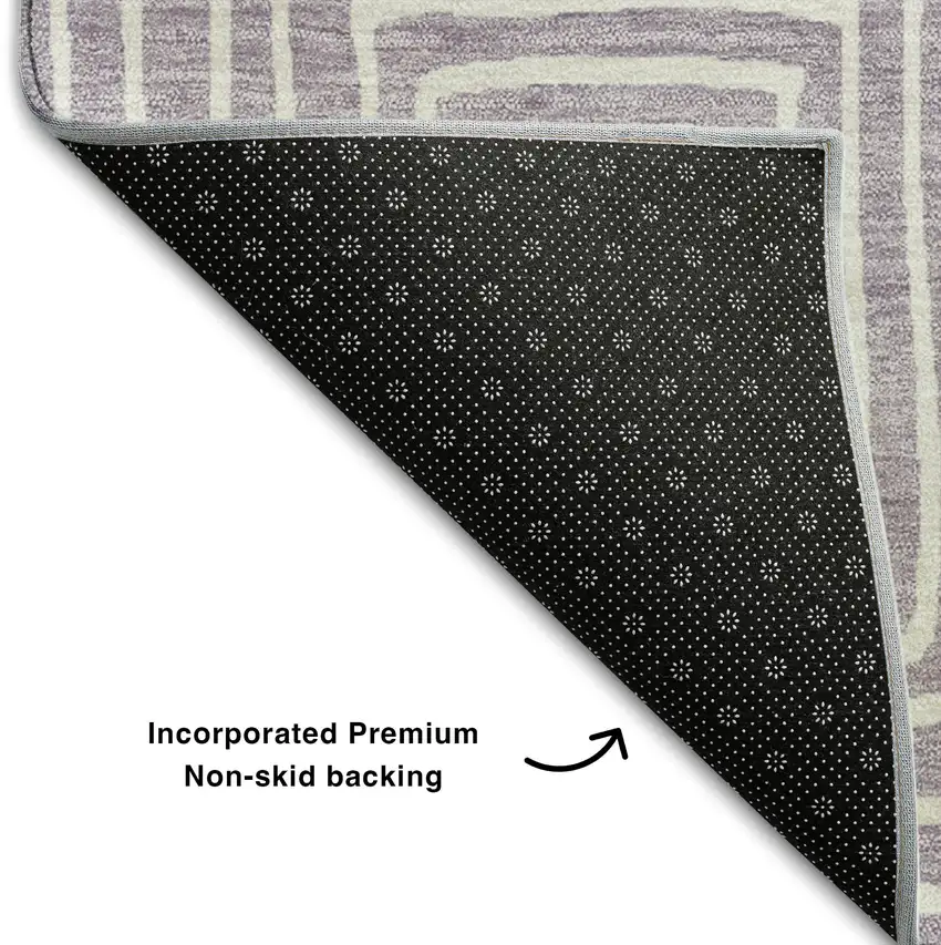 Lavender And Ivory Geometric Washable Area Rug With UV Protection Photo 6