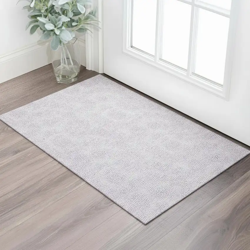 Lavender And Ivory Geometric Washable Area Rug With UV Protection Photo 2