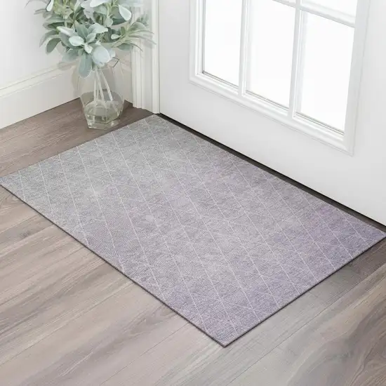 Lavender And Ivory Geometric Washable Area Rug With UV Protection Photo 2