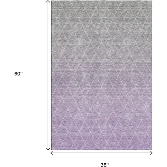 Lavender And Ivory Geometric Washable Area Rug With UV Protection Photo 3
