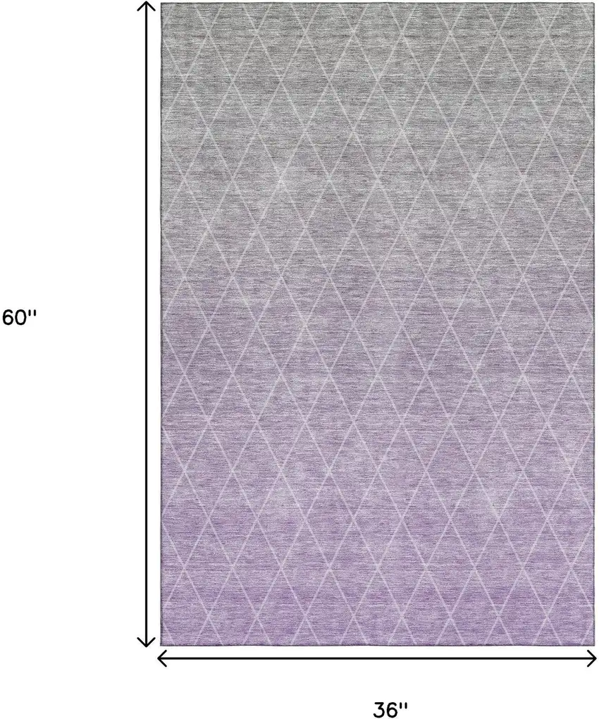Lavender And Ivory Geometric Washable Area Rug With UV Protection Photo 3