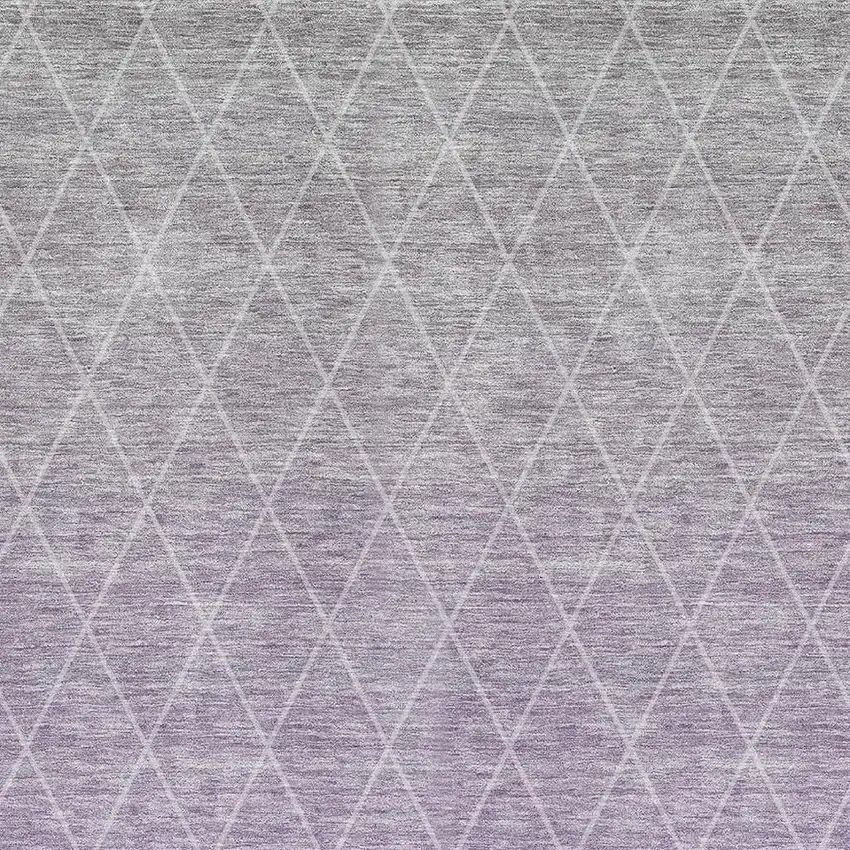 Lavender And Ivory Geometric Washable Area Rug With UV Protection Photo 2