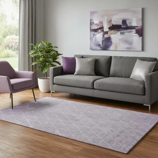 Lavender And Ivory Geometric Washable Area Rug With UV Protection Photo 2