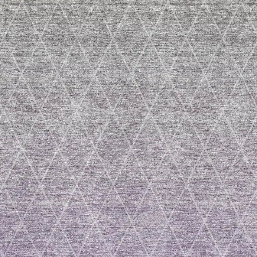 Lavender And Ivory Geometric Washable Area Rug With UV Protection Photo 2