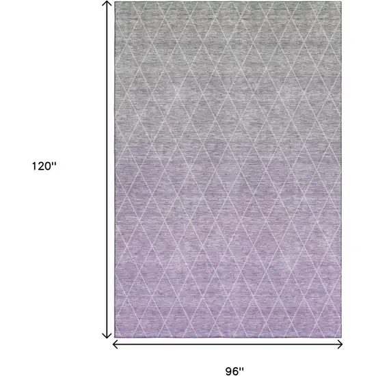 Lavender And Ivory Geometric Washable Area Rug With UV Protection Photo 7