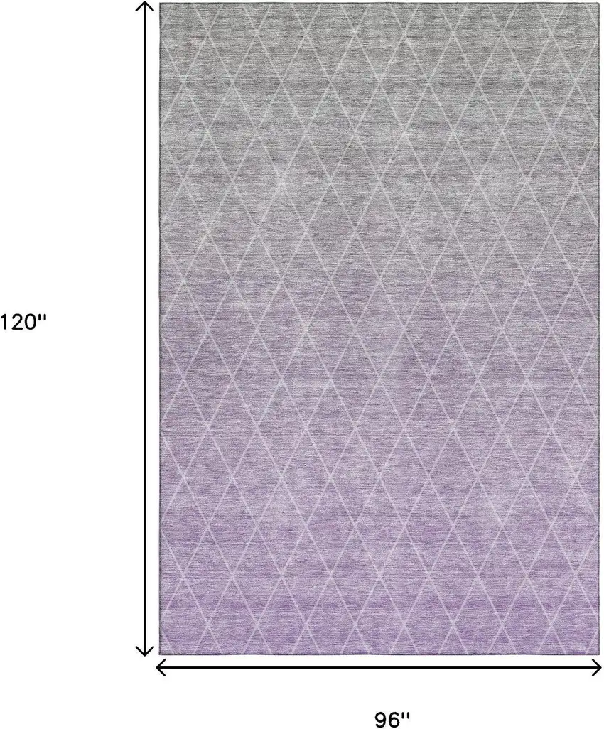 Lavender And Ivory Geometric Washable Area Rug With UV Protection Photo 7