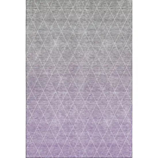 Lavender And Ivory Geometric Washable Area Rug With UV Protection Photo 1