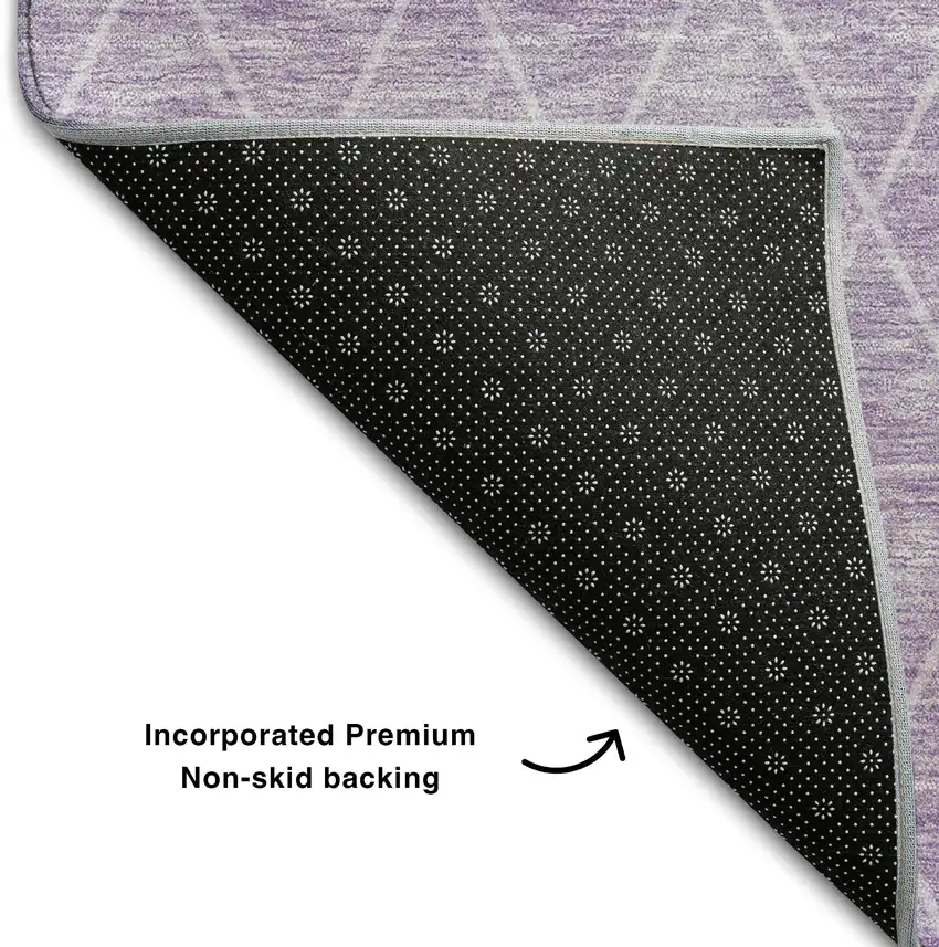 Lavender And Ivory Geometric Washable Area Rug With UV Protection Photo 6