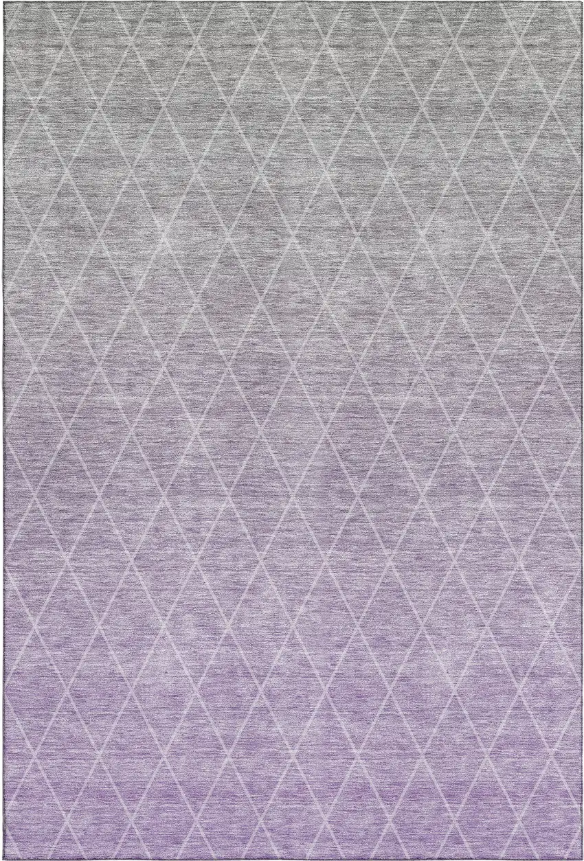 Lavender And Ivory Geometric Washable Area Rug With UV Protection Photo 1