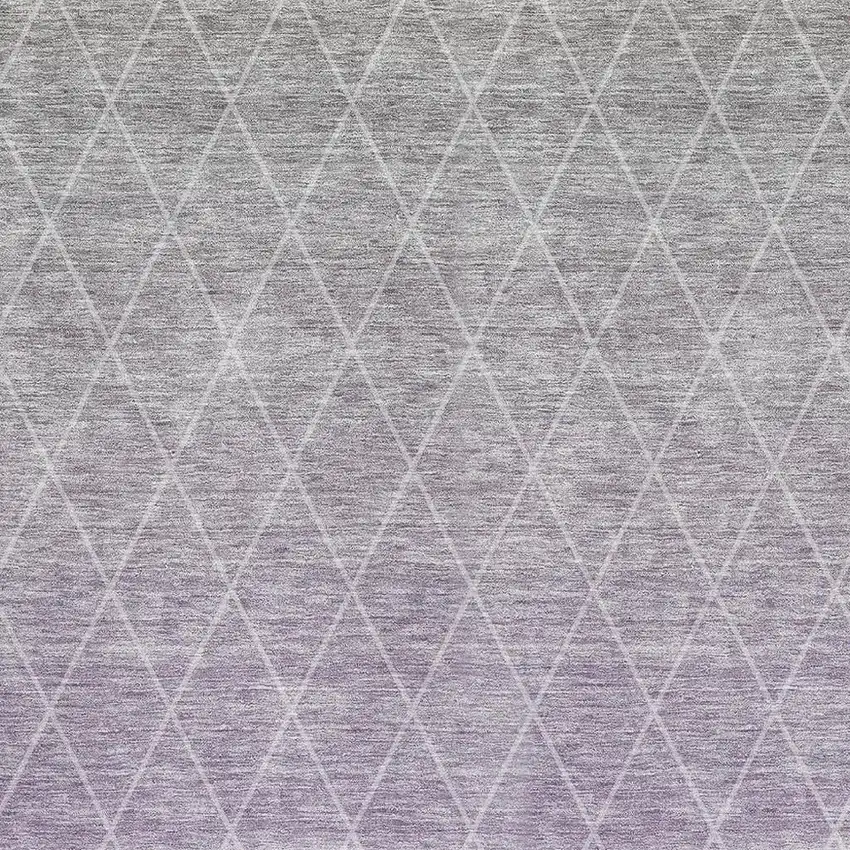 Lavender And Ivory Geometric Washable Area Rug With UV Protection Photo 2