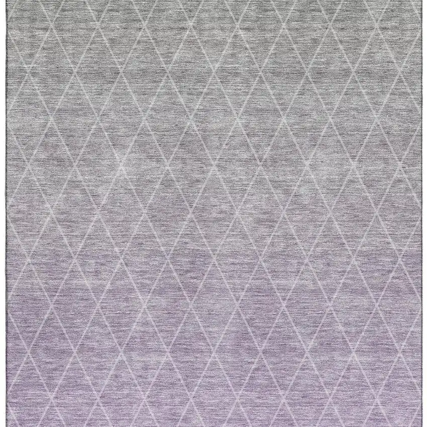 Lavender And Ivory Geometric Washable Area Rug With UV Protection Photo 3