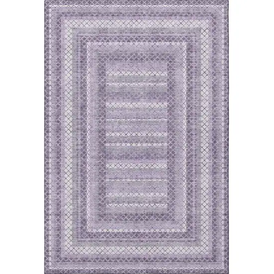 Lavender And Ivory Geometric Washable Area Rug With UV Protection Photo 4