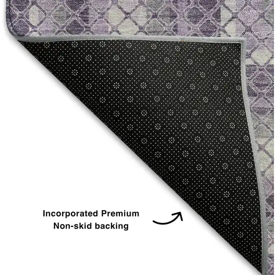 Lavender And Ivory Geometric Washable Area Rug With UV Protection Photo 7