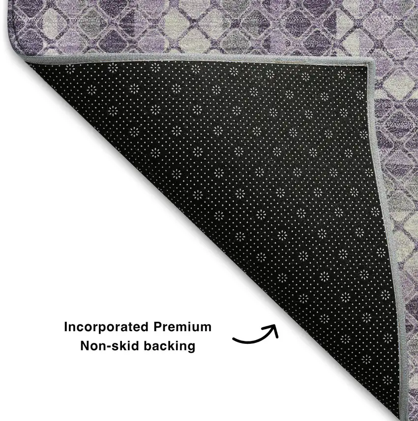 Lavender And Ivory Geometric Washable Area Rug With UV Protection Photo 7